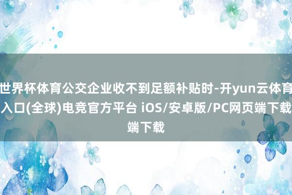 世界杯体育公交企业收不到足额补贴时-开yun云体育入口(全球)电竞官方平台 iOS/安卓版/PC网页端下载
